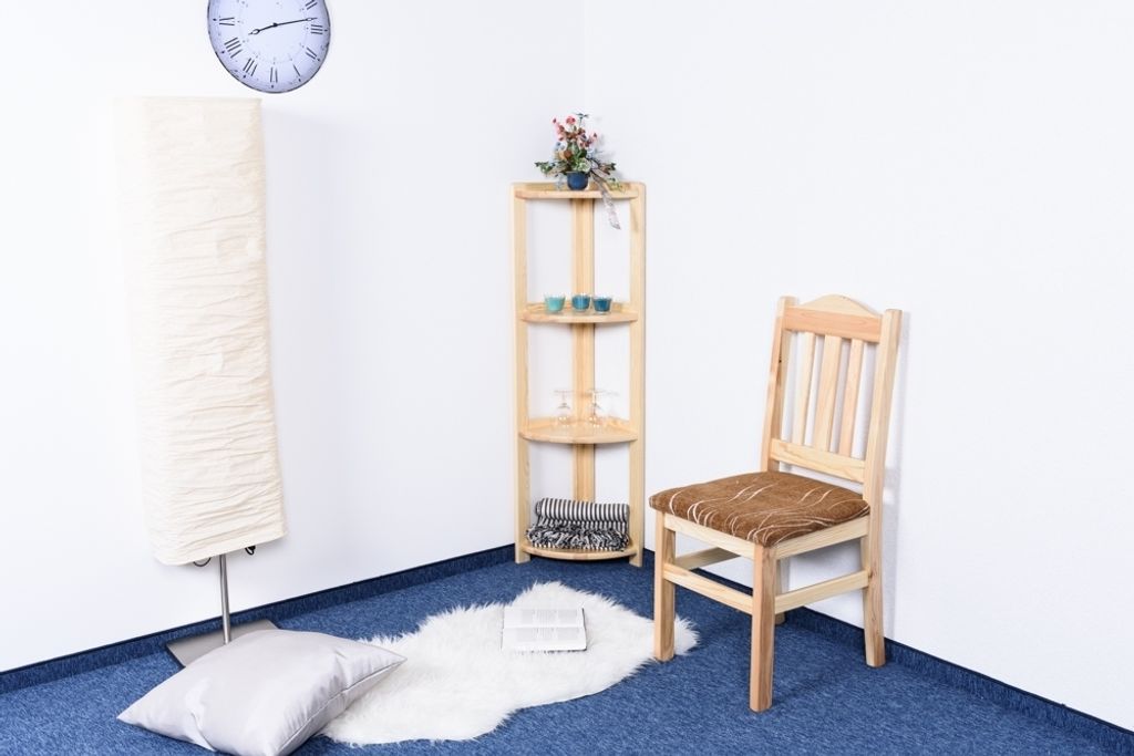 Eckregal Junco 61 aus Naturholz, 124 cm hoch, 40 cm breit, 30 cm tief, 4 Ablagen