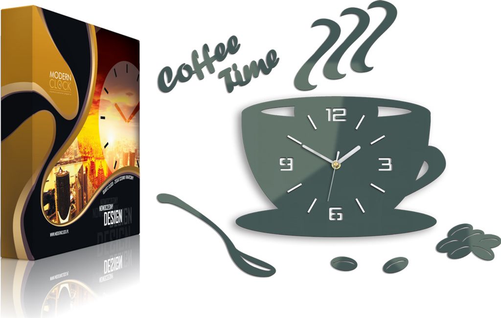 ModernClock, Küchenuhr, Wanduhr, große wanduhr, wanduhr, grau, 64cm x 43cm