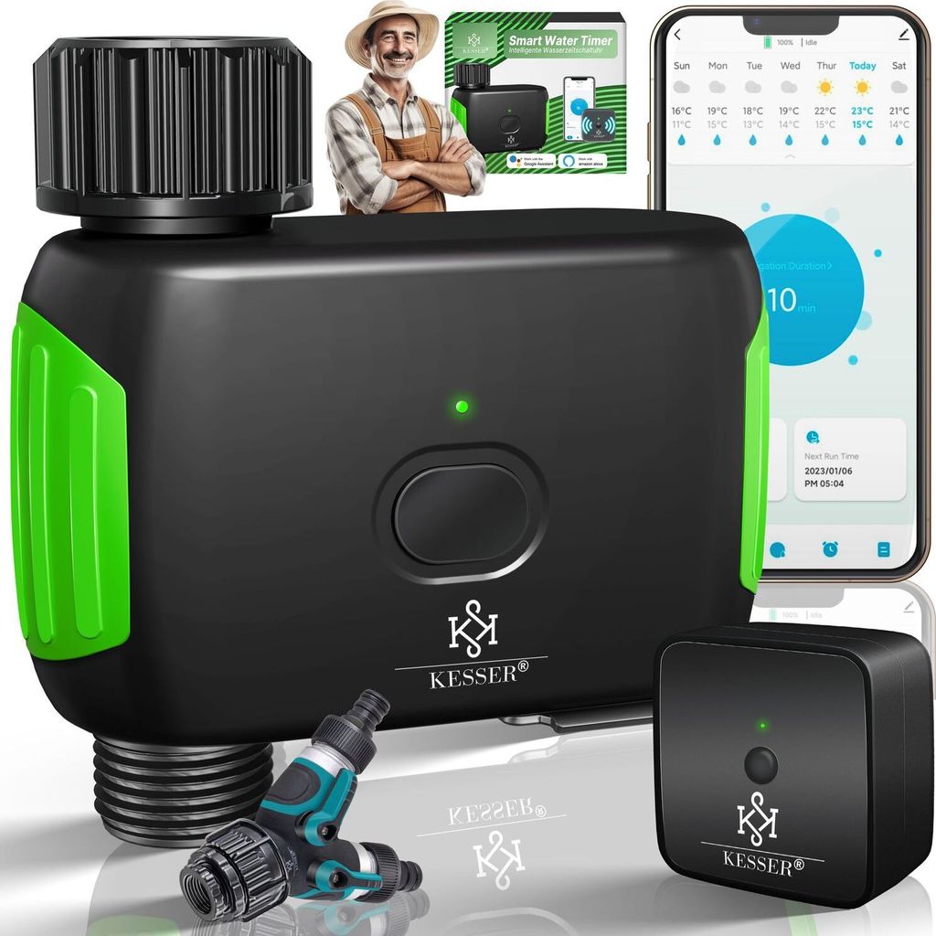 KESSER Bewässerungssteuerung mit WLAN Wifi | Bewässerungscomputer für Garten & Balkon | Bewässerungssystem mit Zeitschaltuhr | Automatische B...