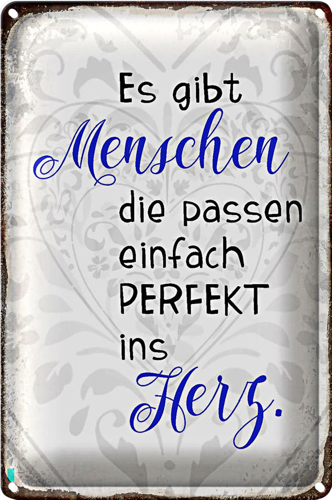 Blechschild Spruch 20x30cm gibt Menschen passen ins Herz