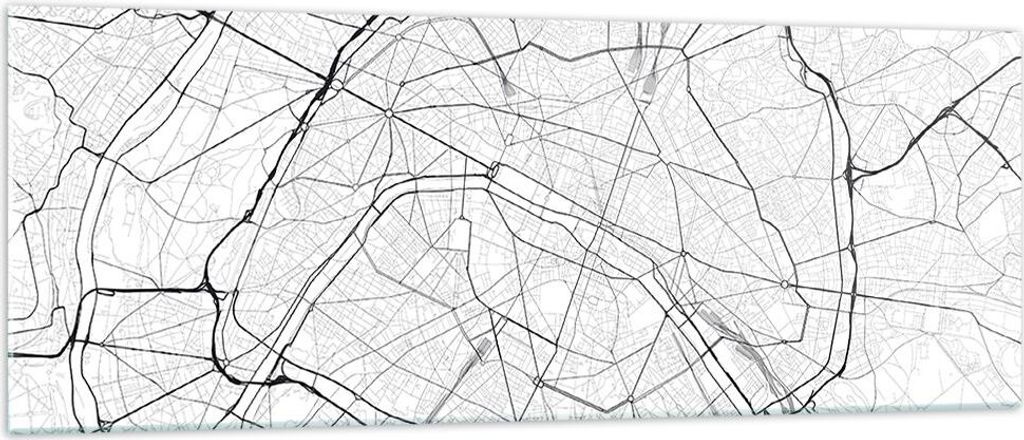 Bilder auf glas - Einteilig - Stadt Karte Paris - 140x50cm - Glasbilder - Wandbilder - Bilder - zum Aufhängen bereit - Wanddekoration aus Glas - G...