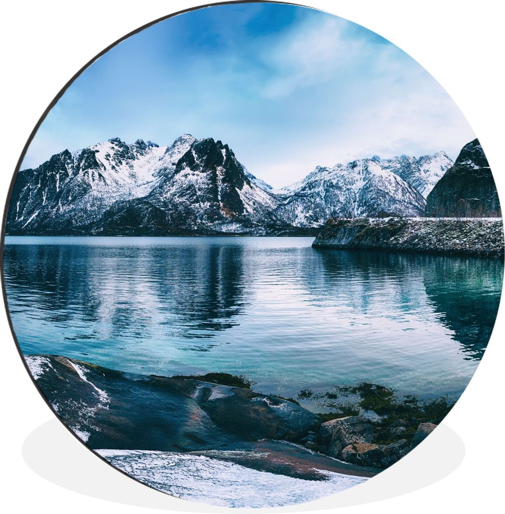 MuchoWow Aluminium Wandkreis Wasser - Berge - Natur Ø 30 cm Wanddeko Modern Wohnzimmer - Wand Bild - Wohnzimmer - Runde Bilder - Alubilder - Kun...