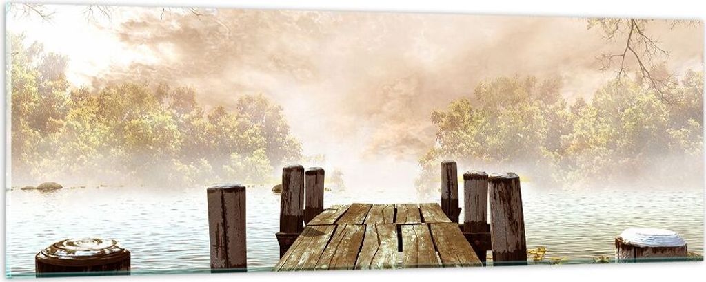 Bilder auf glas - Illustration herbst landschaft bäume - 90x30cm - Glasbilder - Wandbilder - Kunstdruck - Wanddekoration aus Glas - Glas Bilder - ...