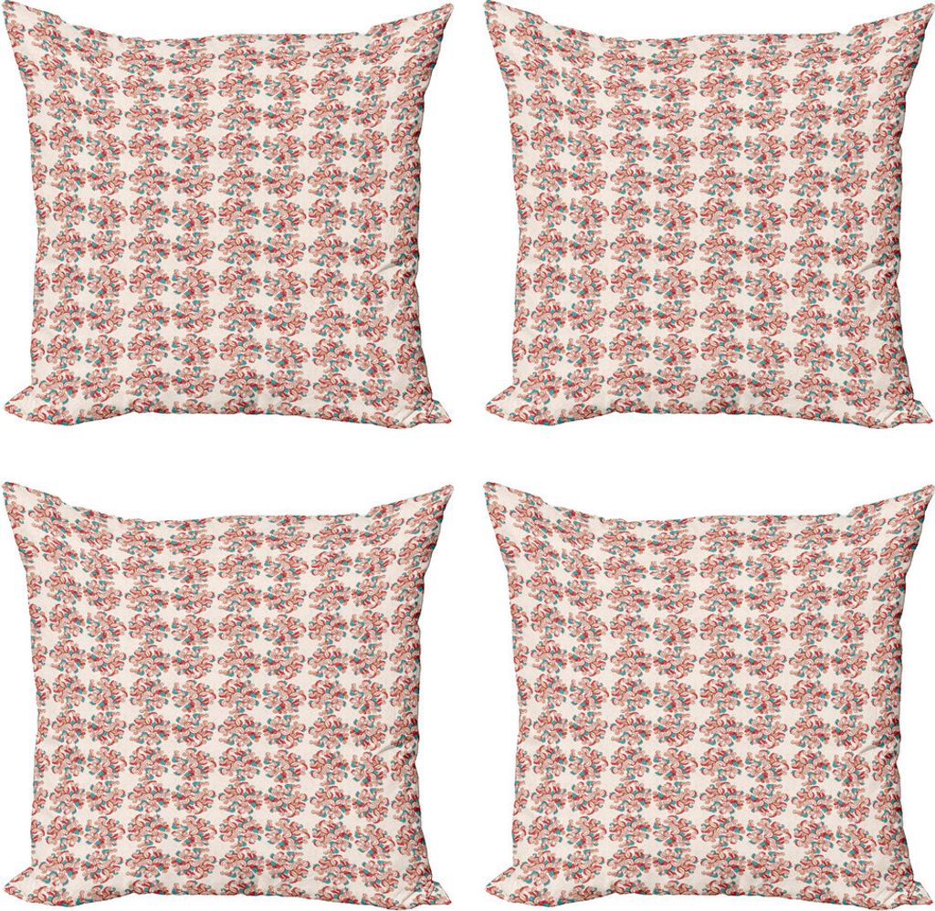 ABAKUHAUS Bunt Kissenbezug Set (4 Stück), Frühlings-Strudel-Laub, Moderner Doppelseitiger Digitaldruck, 40 cm x 40 cm, Mehrfarbig