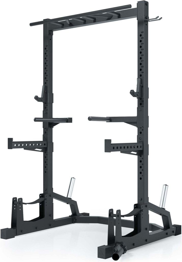 ATLETICA R7 Half Rack ∣ 214 cm hoch ∣ Stabil mit 102 kg Eigengewicht ∣ Professionelle J-Hooks ∣ Deadlift Station ∣ 70 mm Vierkantrohr