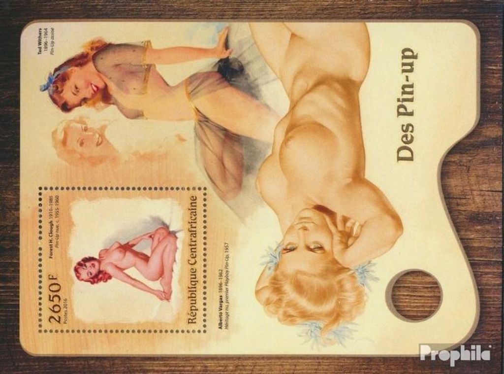 Briefmarken Zentralafrikanische Republik 2016 Mi Block 1527 (kompl. Ausgabe) postfrisch Pin-up-Kunst