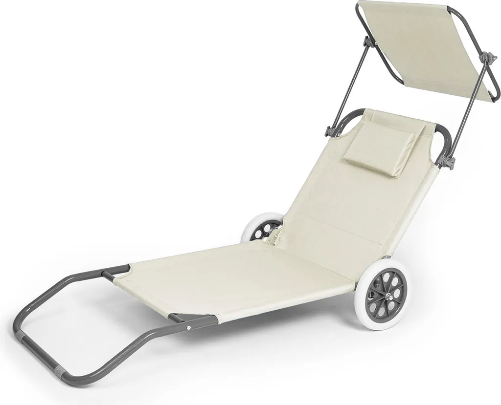 Bain de soleil avec pare-soleil et roues réglable coloris beige sable