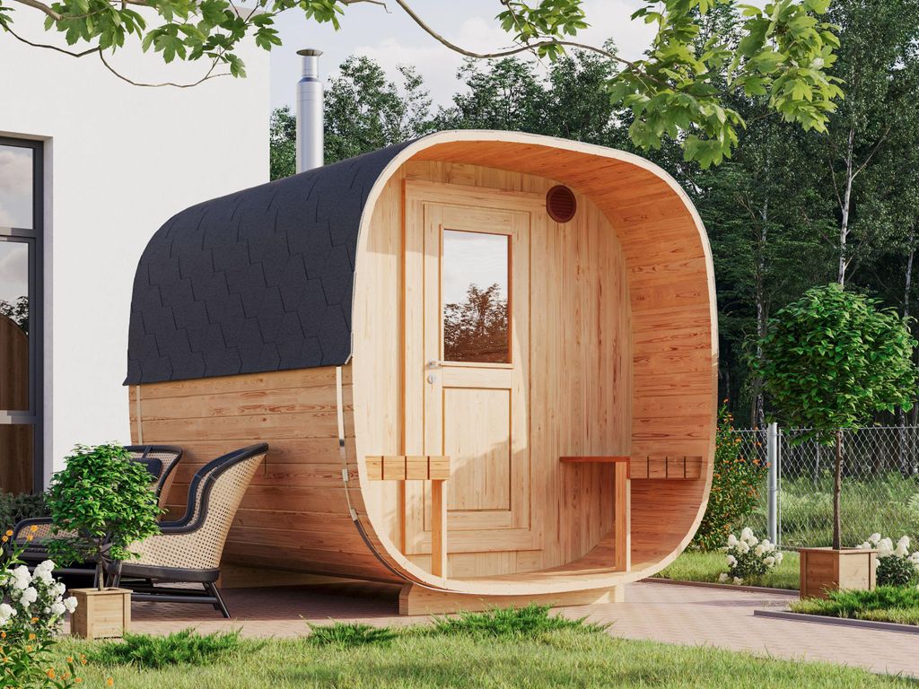 Fjordholz Fass-Sauna Modell Quadro 240 cm