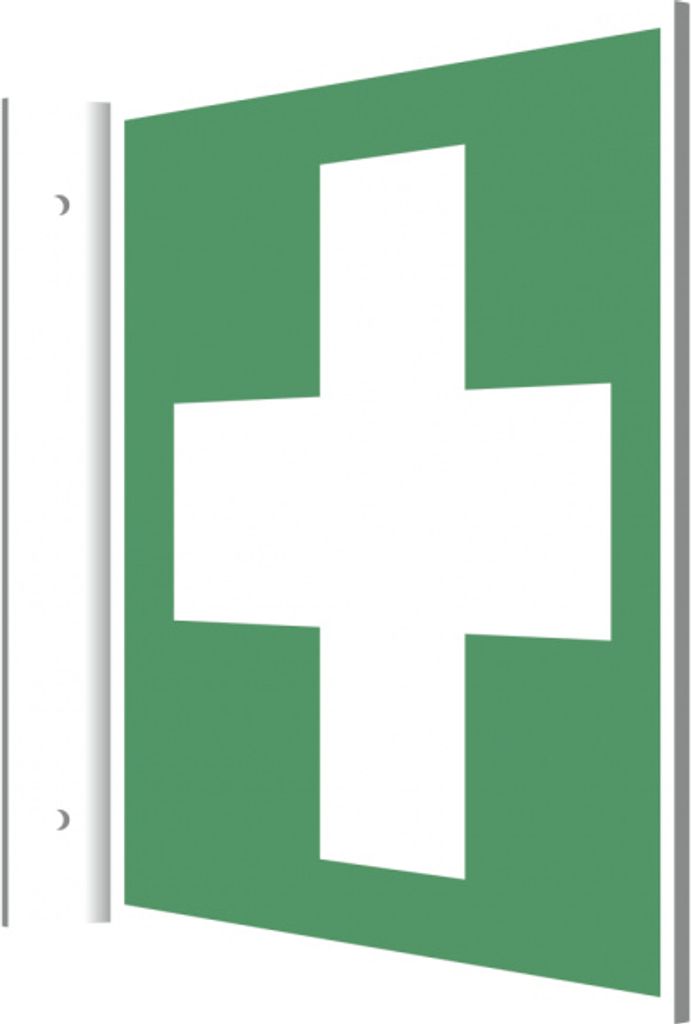 Dreifke Fahnenschild Erste Hilfe, ISO 7010, Kunststoff, 200x200 mm