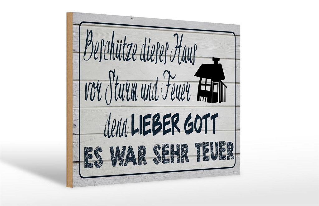 Holzschild Spruch 30x20cm beschütze dieses Haus vor Sturm