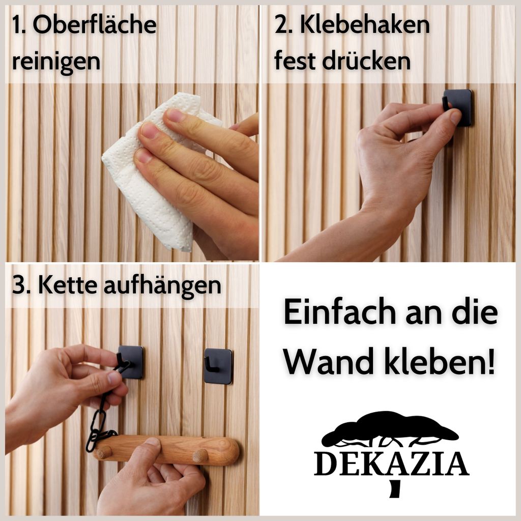 DEKAZIA Toilettenpapierhalter Aus Eiche - Ohne Bohren, Mit Klebepads