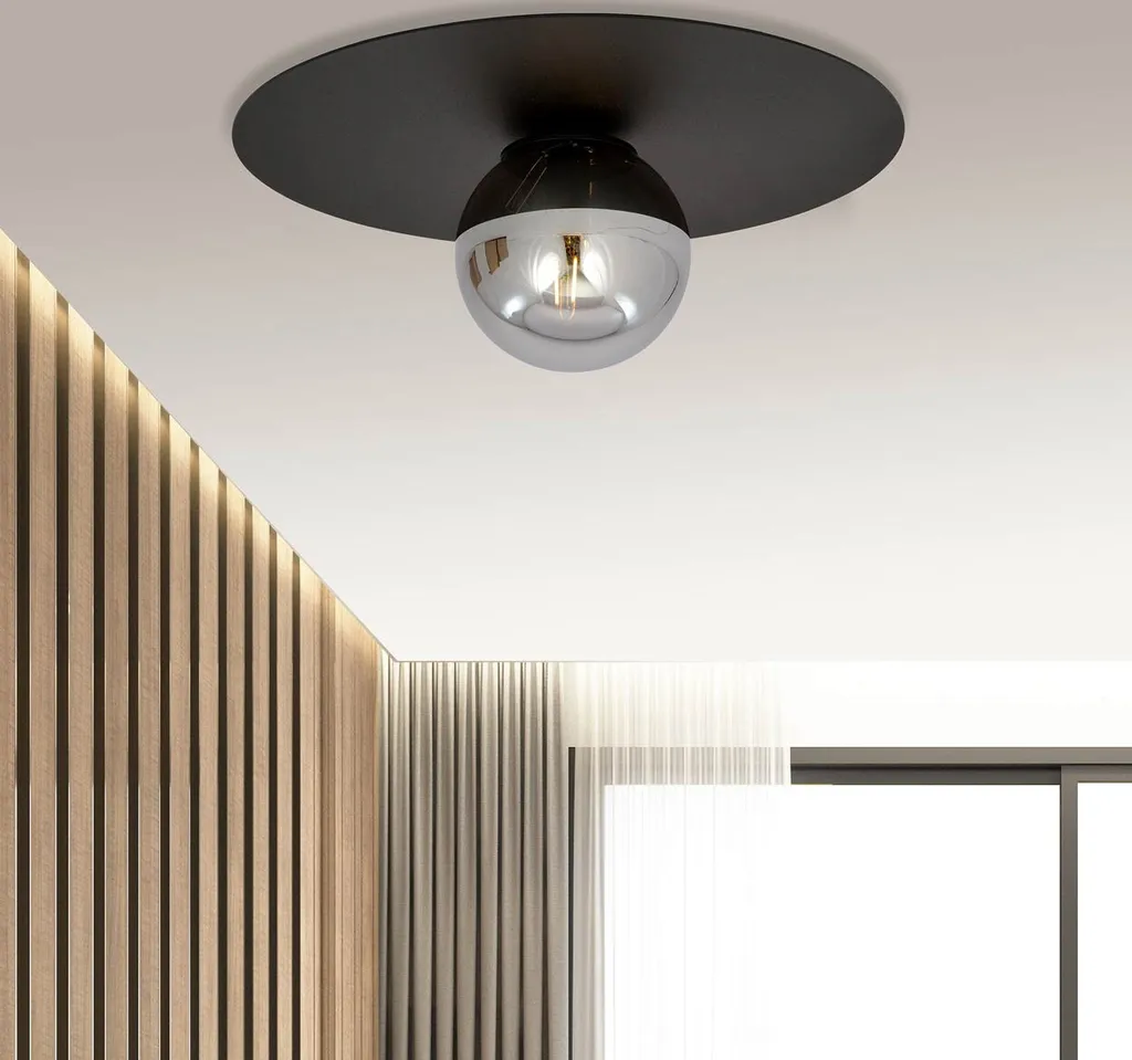 Plafonnier Industriel Noir et Graphite SOLAR 1 - Design Acier E14 - 2