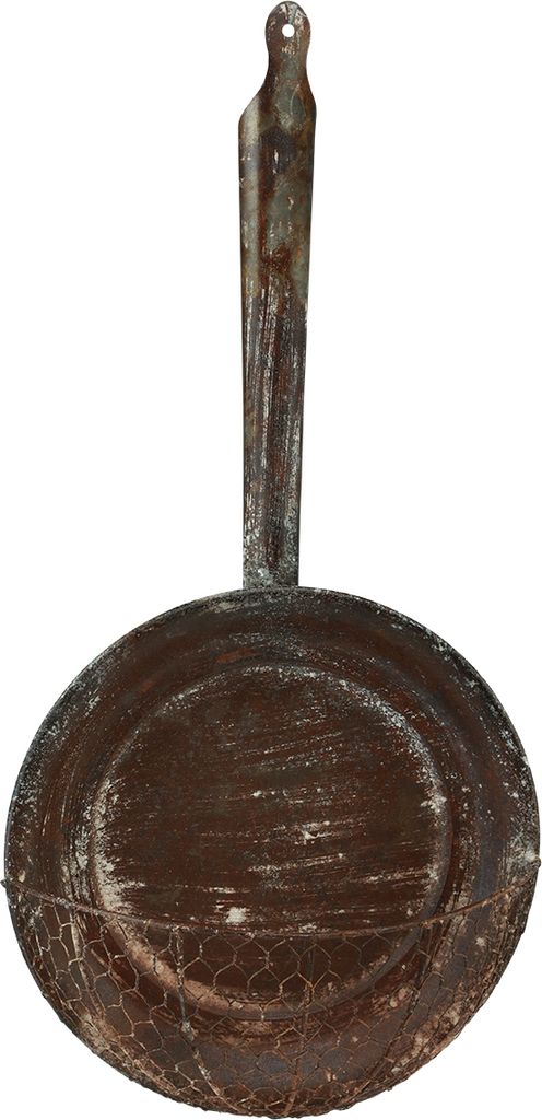 Wanddeko Metall Deko-Korb Rost-Optik Pfanne Vintage Braun für Blumen und Pflanzen H58cm Ø29cm