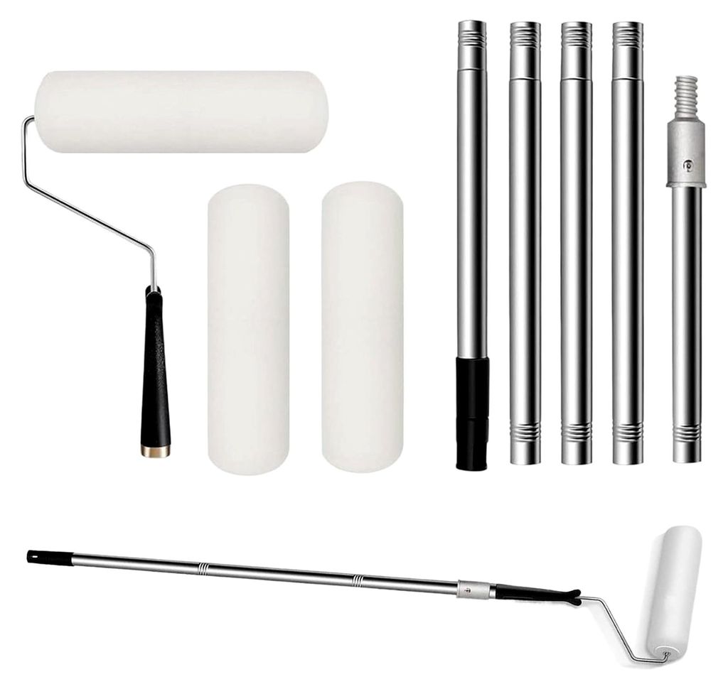Farbroller Set mit Teleskopstange - 23 cm Haushaltszubehör für Malerarbeiten innen und außen