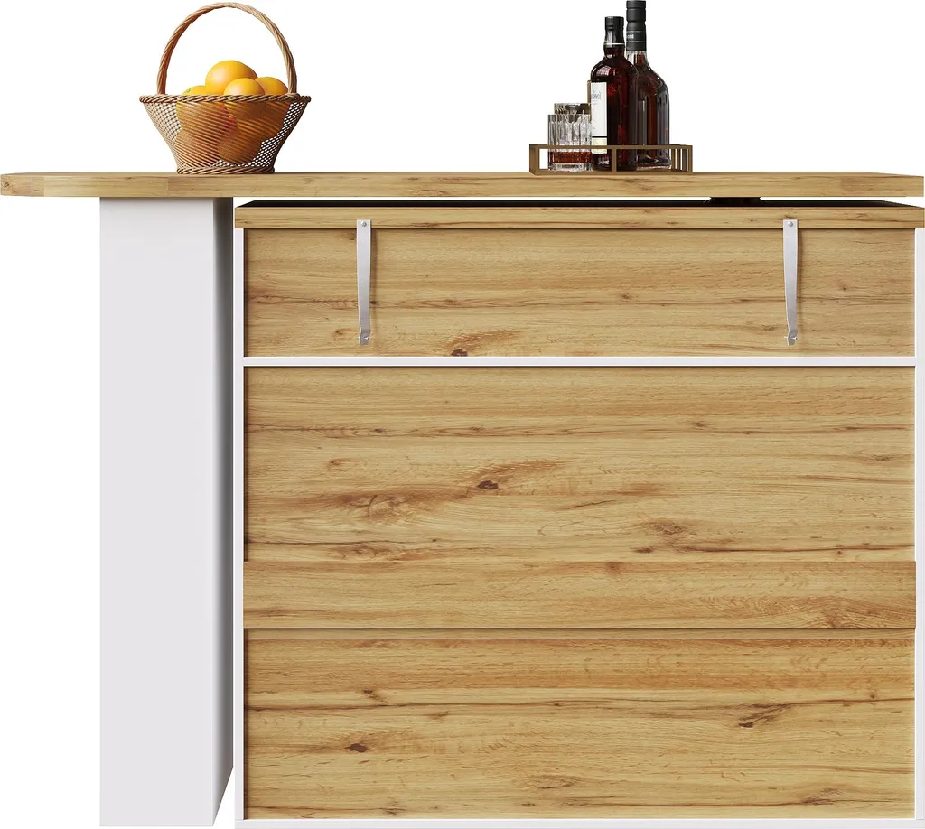 Table de Bar Pivotante 360° Extensible en MDF Blanc avec Rangement - 8