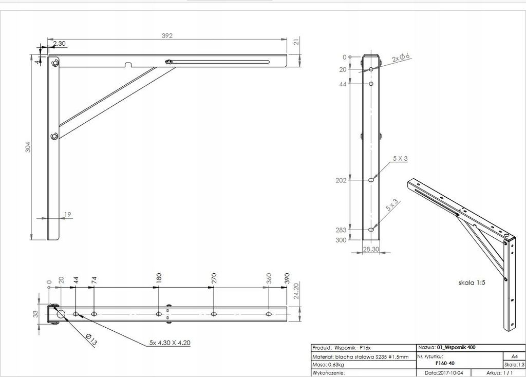 FEINZ | Klappbarer Regalträger L400 - Gold - Stabil bis 100kg - Vielseitig und platzsparend