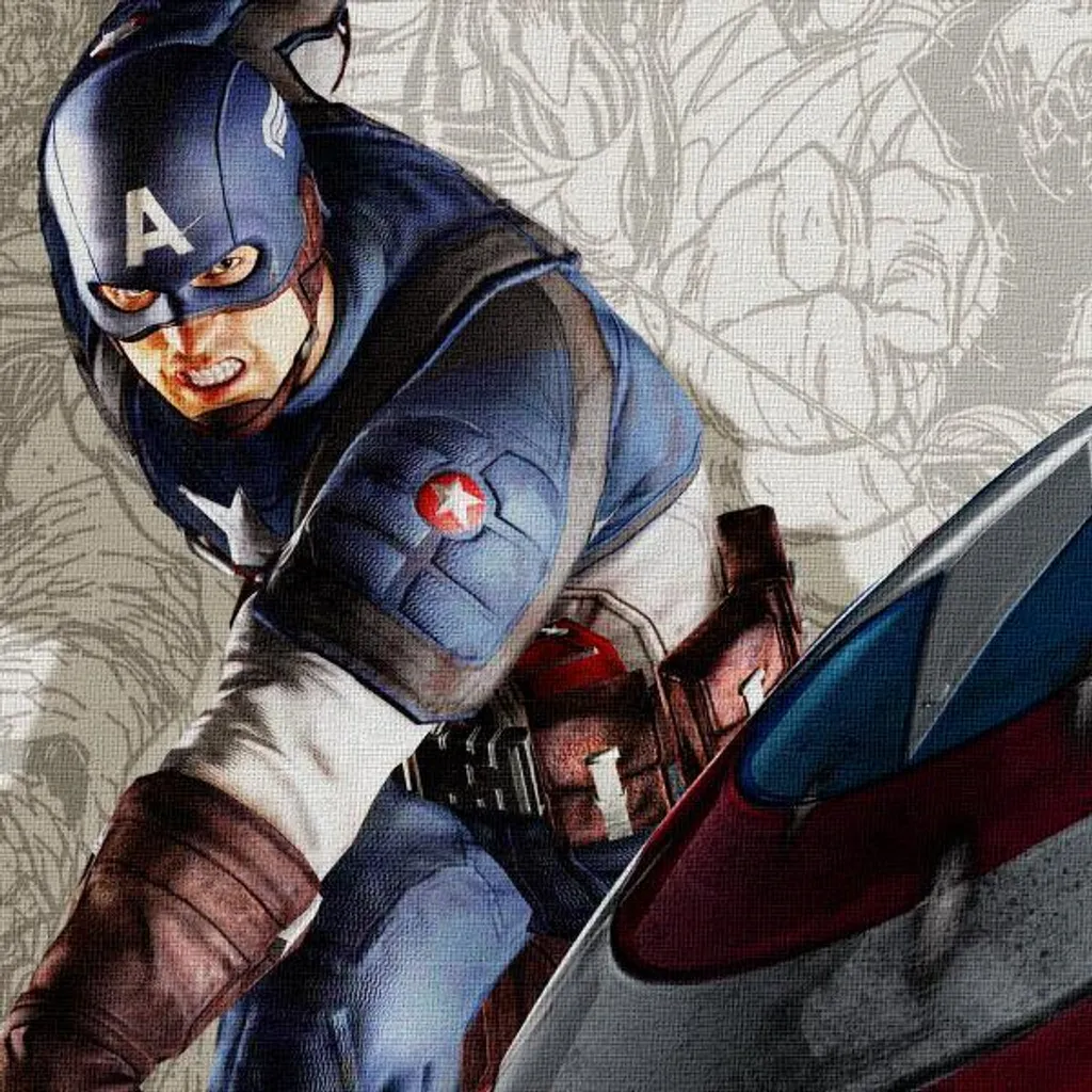 Tableau Comics Captain America 70x50 cm : Toile tendue sur cadre Bois