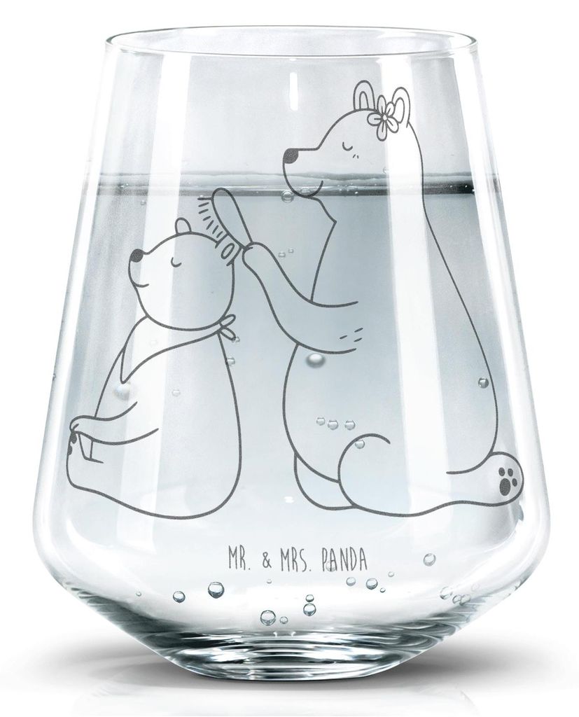 Mr. & Mrs. Panda Glas Bär Kind - Transparent - Geschenk, Trinkglas, Muttertag, Trinkgefäß, Wasserglas, Mutter, Mama, Tumbler, Wasserbecher, Familie
