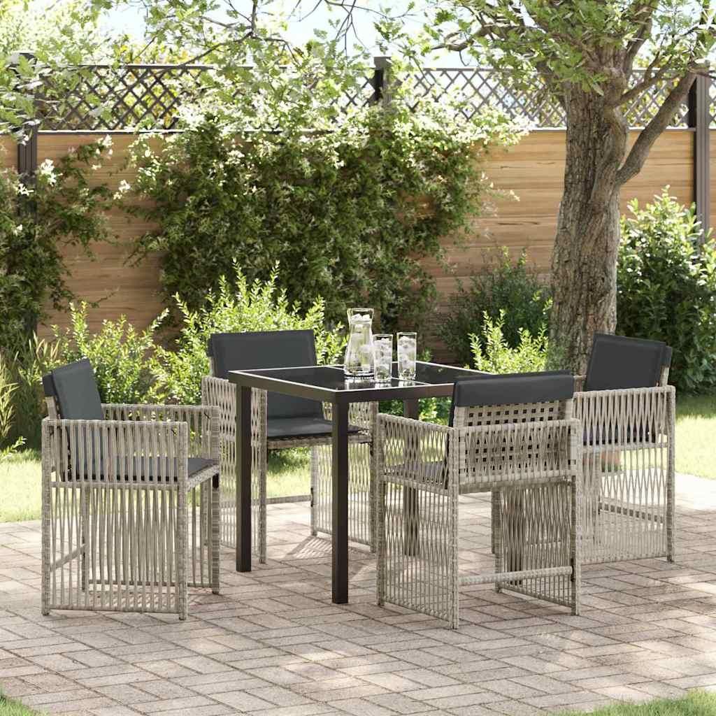 Maison Exclusive - Garten Essgruppe 5 pcs Hellgrau Pulverbeschichteter Stahl