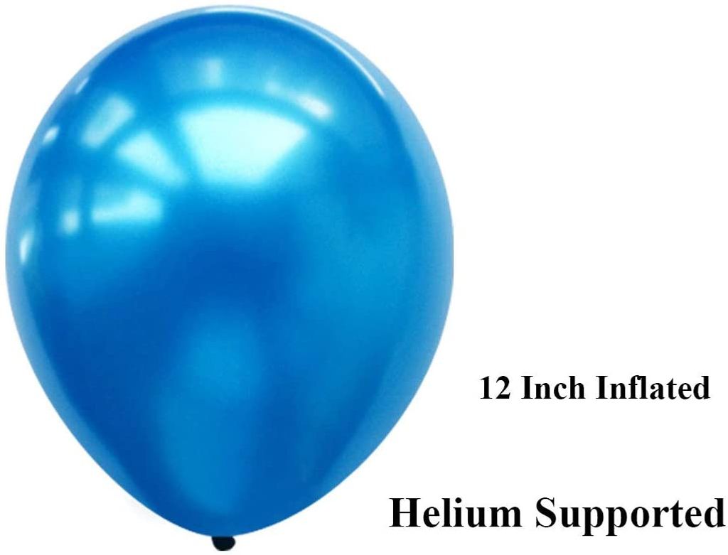 Gleemix 50 Stück Luftballons Blau Metallic - 10 Zoll Mit Schleierkraut