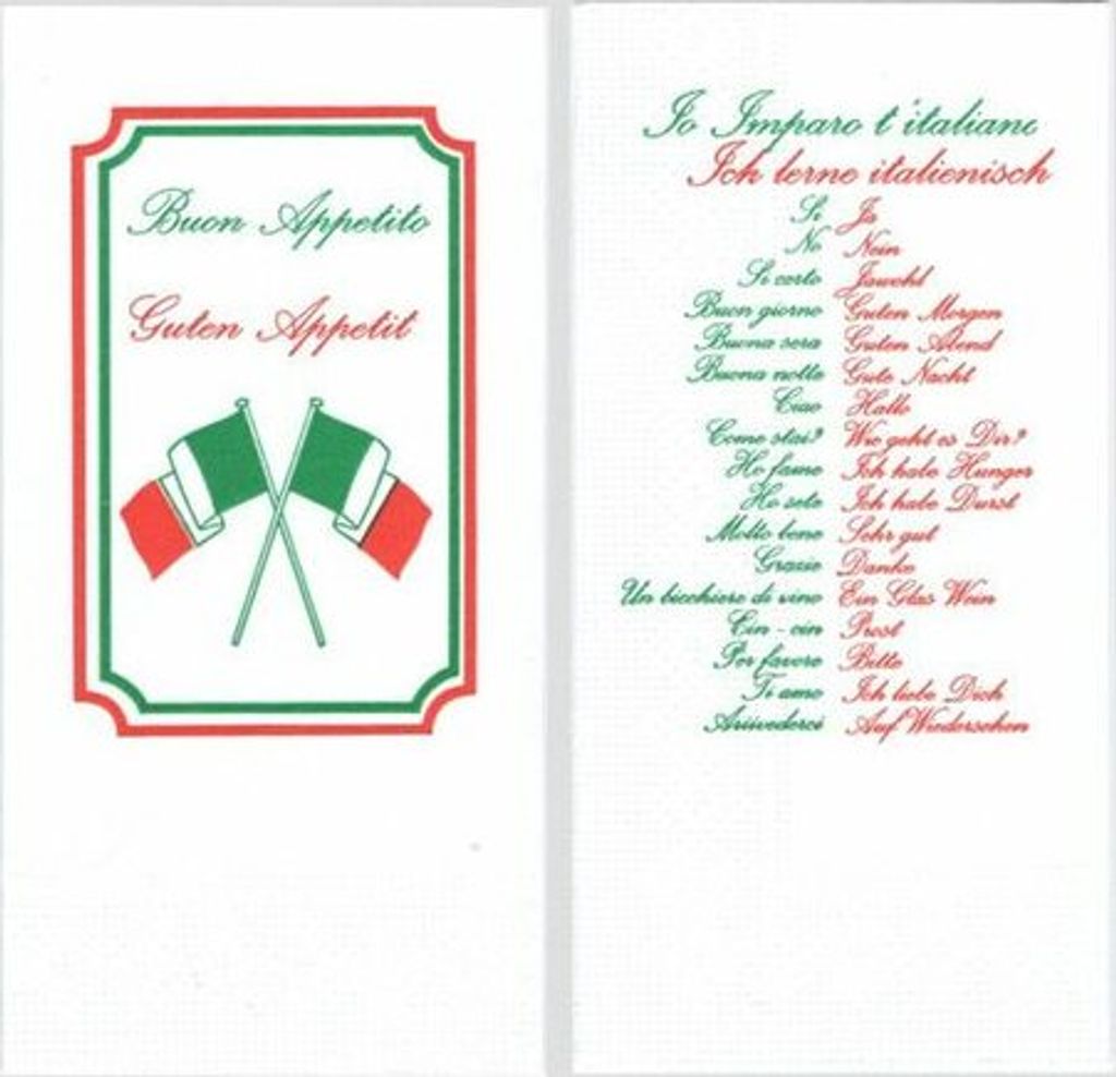 500x Motivservietten "Ich lerne italienisch" 40x40cm 1/8 Falz 2-lagig
