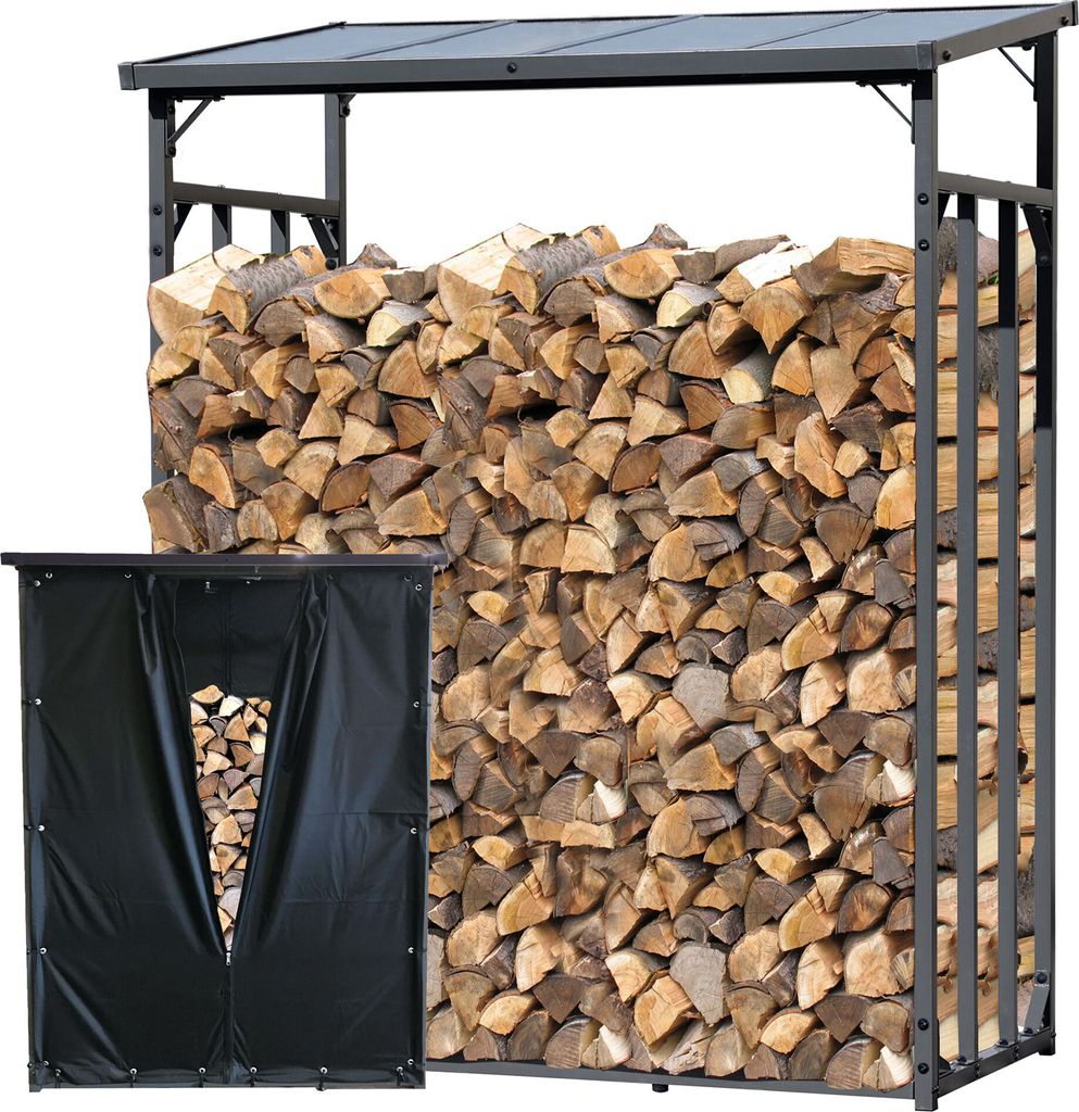 Metall Kaminholzregal Außen 143 x 70 x 185 cm Mit Produktbild 