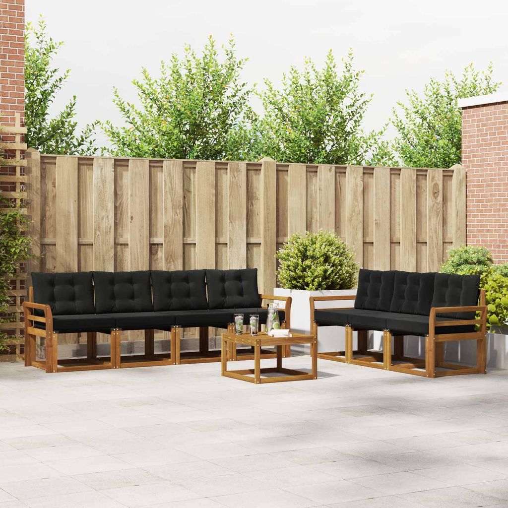 (Robust Möbel)Outdoor-Sofagarnitur - CLORIS - Balkonmöbe/Sitzgruppe - mit Kissen 8 pcs - Moderne Design - Natürlich und Schwarz - Gartensofa...