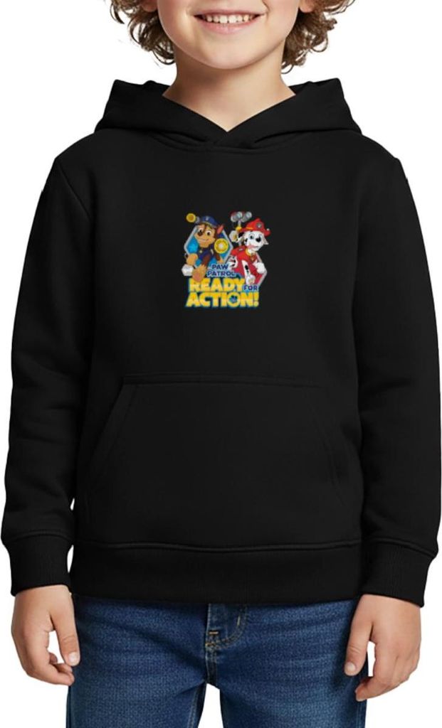 Spreadshirt Paw Patrol Pawfect Teamwork Chase Marshall Kinder Premium Hoodie, 98/104 (2 Jahre), Schwarz