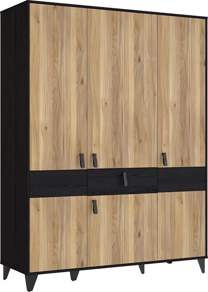 Kleiderschrank LYA LYAS831 Schrank 153x201xx53 cm 3 türiger 1 Schublade