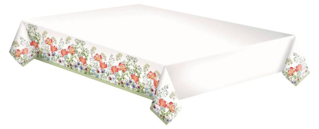 Unbekannt Papiertischdecke, Wiesenblumen, Mohnblumen, Wildblumen, Frühling, Sommer, Geburtstagsparty, 120 x 180 cm