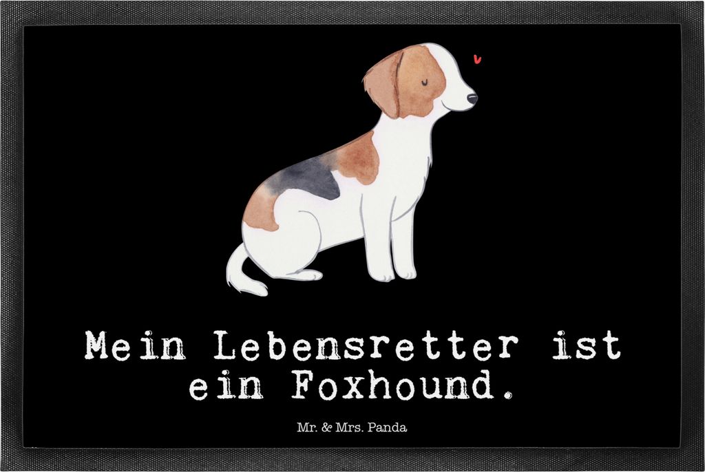 Mr. & Mrs. Panda Schmutzmatte Foxhound Lebensretter 40 x 60 cm - Schwarz - Geschenk, Jagdhund, Abtreter, fußmatte, Schmutzfangmatte, Gummimatte, L...