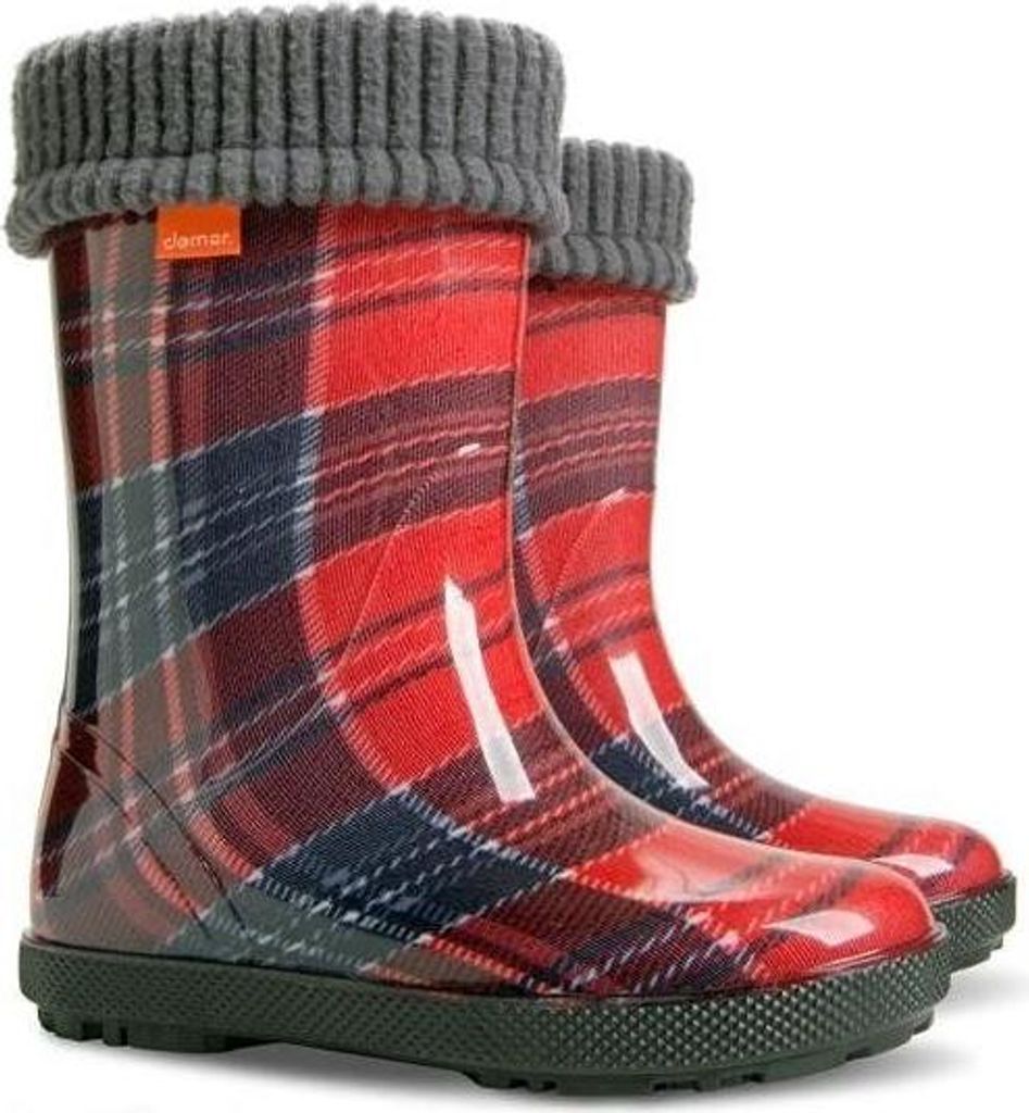DEMAR Kinder HAWAI LUX Jungen Mädchen Thermostiefel Gummistiefel gefüttert Größe: 28/29, Herstellerfarbe: Rotes Karo