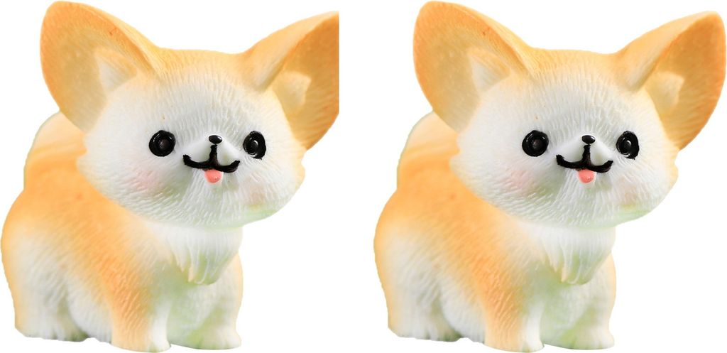 2Pcs Fennec Fuchs Ornament Entzückende Handwerk Dekorative Harz Nette Miniatur Fennec Fuchs Figur Micro Landschaft