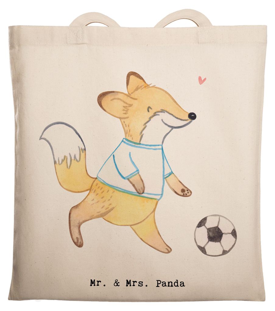 Mr. & Mrs. Panda canvas tasche Fuchs Fußball spielen - Transparent - Geschenk, Turnier, Fußballmannschaft, Tote Bag, Fußballverein, Fußballtrai...