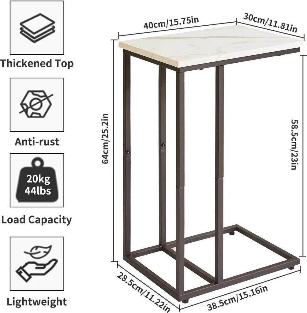 Optimisez votre Espace avec la Table d'appoint C Marbre et Métal Noir - 3