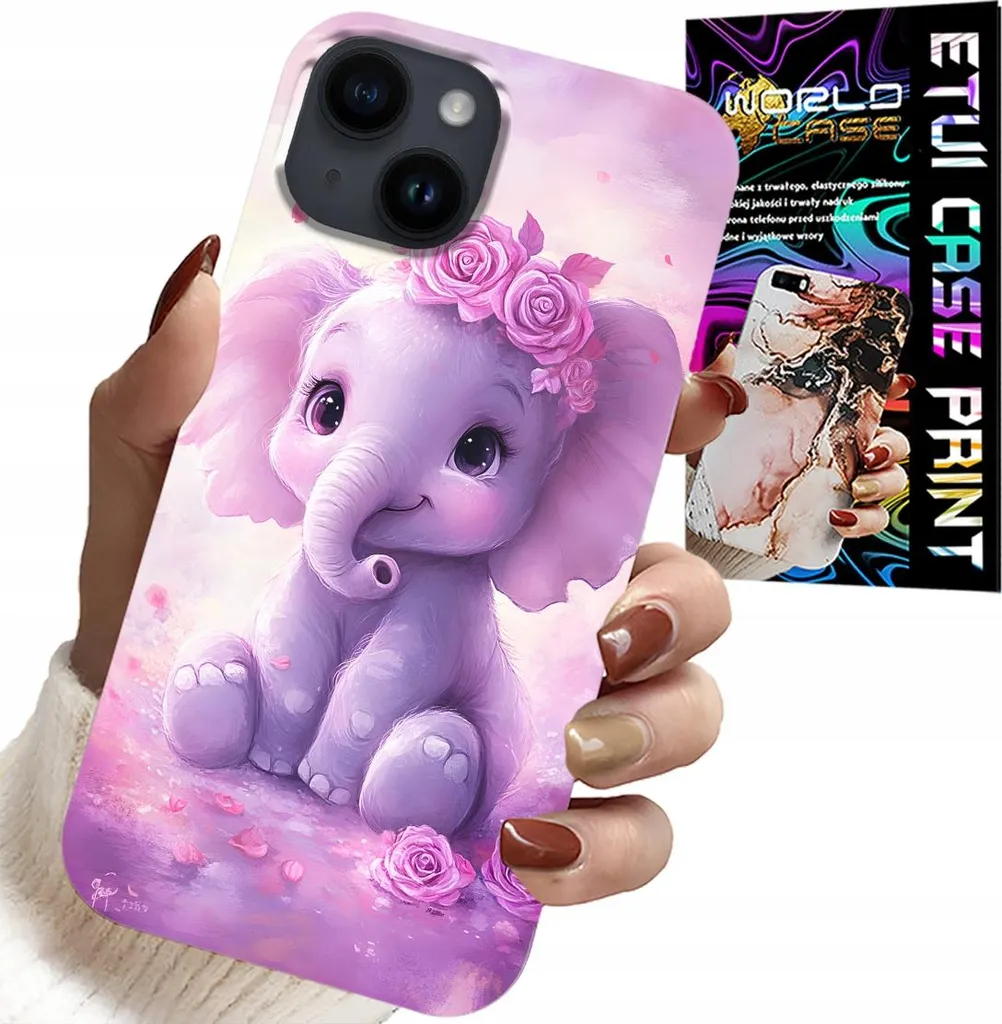Custodia iPhone 15 Plus Elefante Rosa + Pellicola Vetro | Offerta