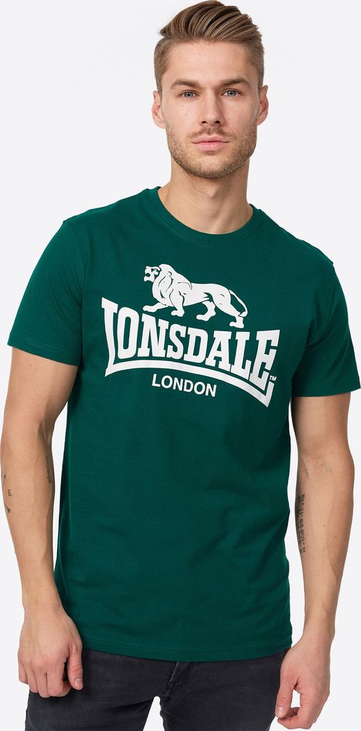 Herren T-Shirt normale Passform LOGO Bottle Green L Lonsdale