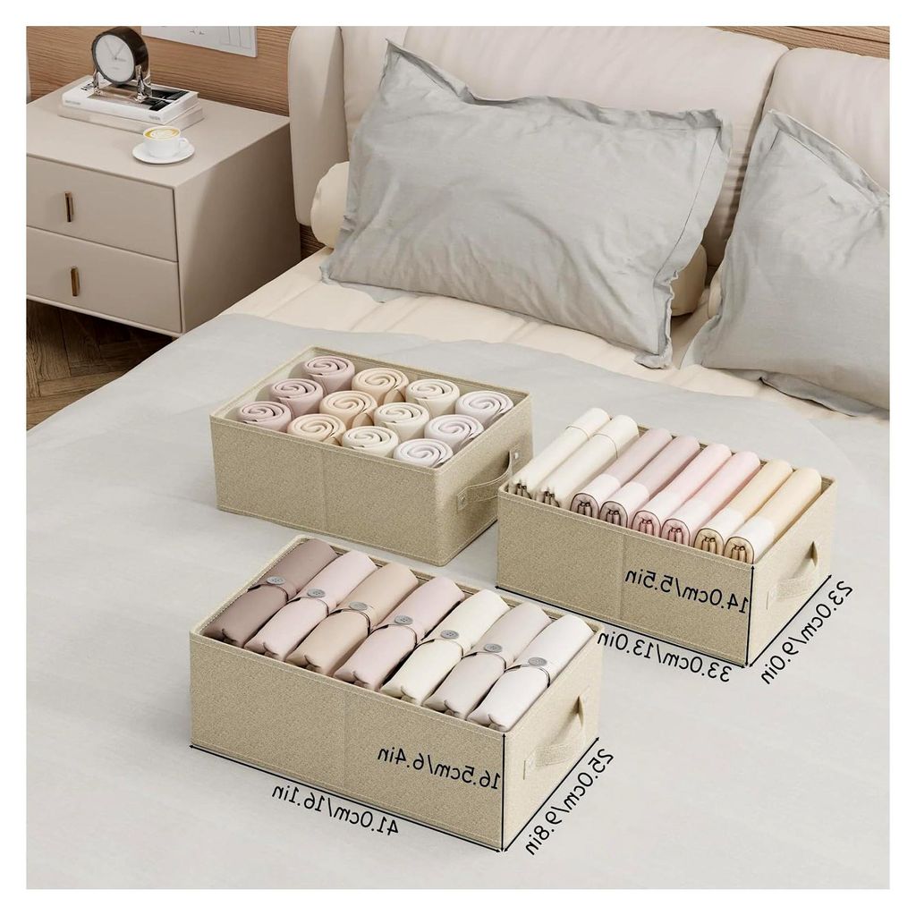3 Stück Aufbewahrungsbox für Regale, Faltbare Stoff Storage Box aus Leinen, offene Stoffbehälter, Verwendet für die Aufbewahrung von Kleidung, ...