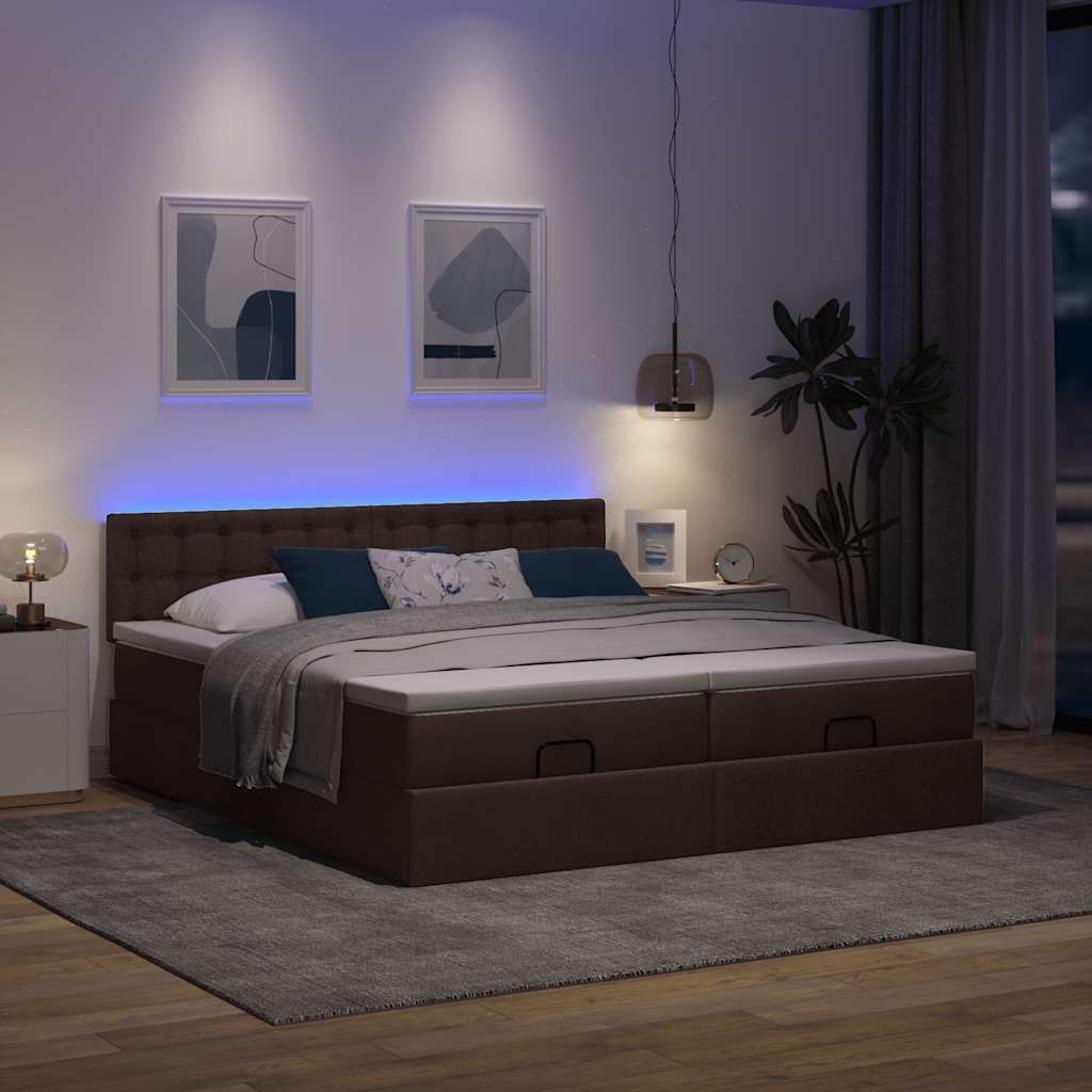 Maison Exclusive - Ottoman-Bett mit Matratzen & LEDs Dunkelbraun 180x200 cm Stoff