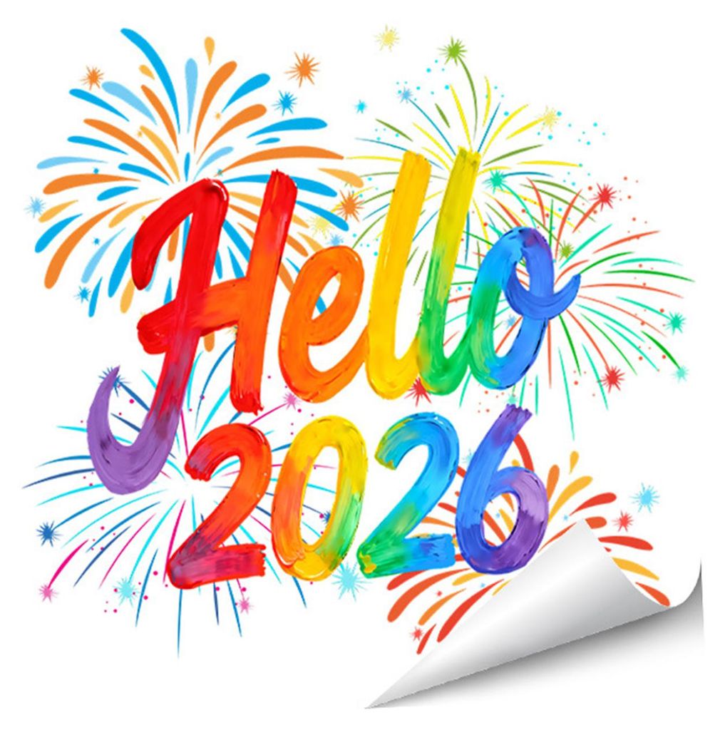 1/2 Blatt Fensteraufkleber Neujahr 2026, abnehmbar, wasserfest, statisch haftend, Glasaufkleber, Dekoration für ein frohes neues Jahr, Feiertage u...