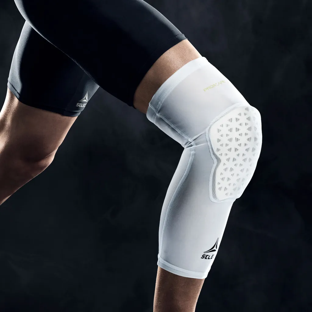 Bandage genou long SELECT v23 blanc taille L stretch et respirant