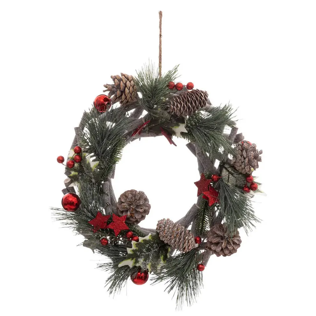 Couronne de Noël avec pommes de pin Ø 30 cm - Décoration porte naturelle