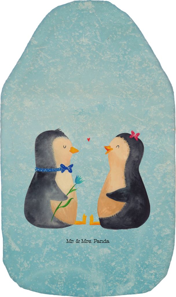 Mr. & Mrs. Panda Wärmekissen Pinguin Pärchen - Eisblau - Geschenk, gummi wärmflasche, Liebe, Verknallt, Wärmflaschen mit Bezug, Liebespaar, Hoc...