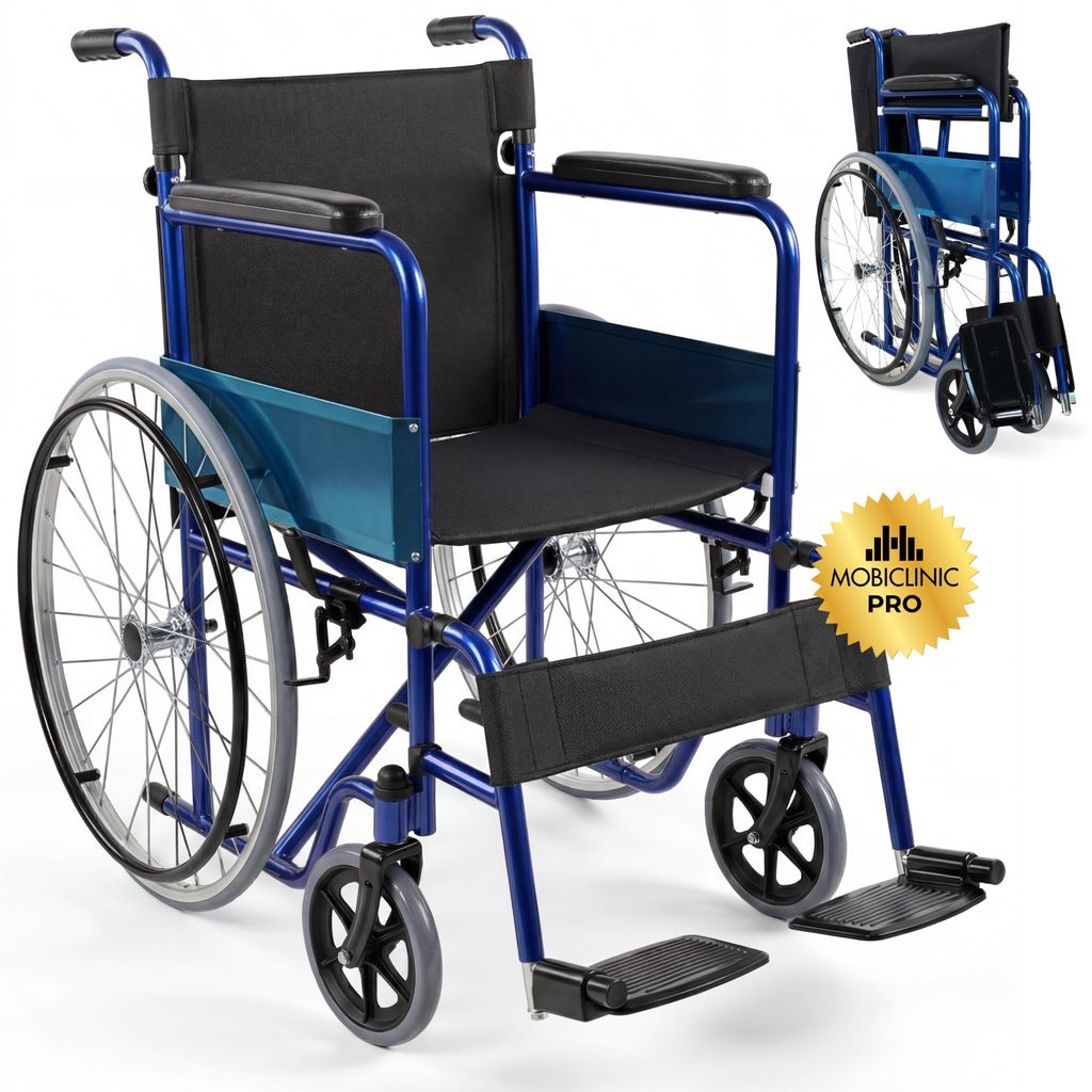 Rollstuhl Faltbar Mobiclinic Sitzfläche 46 cm Handbremse Produktbild 