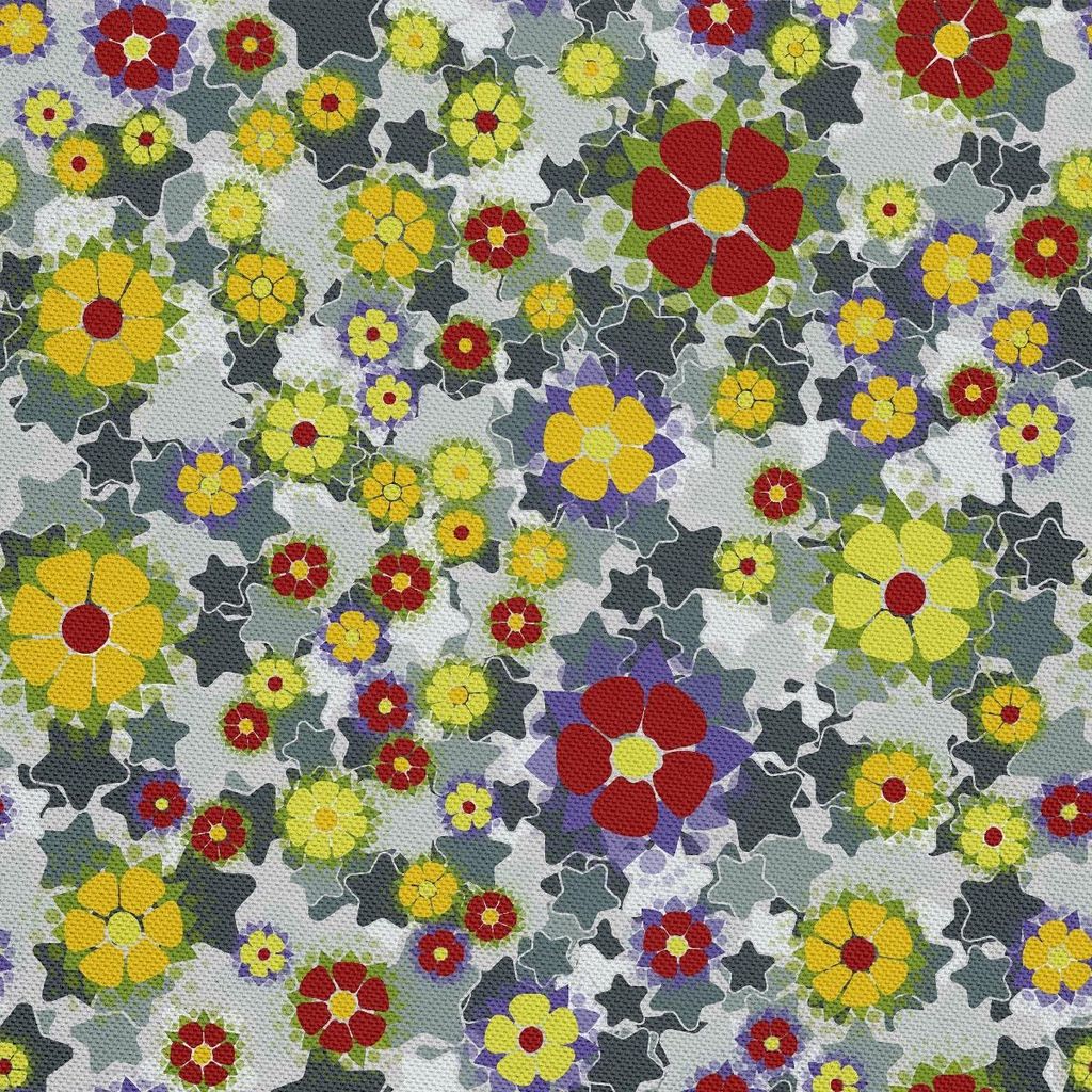 OUTDOOR DEKOSTOFFE OXFORD - Motiv Blumen auf den Sternen I DX565