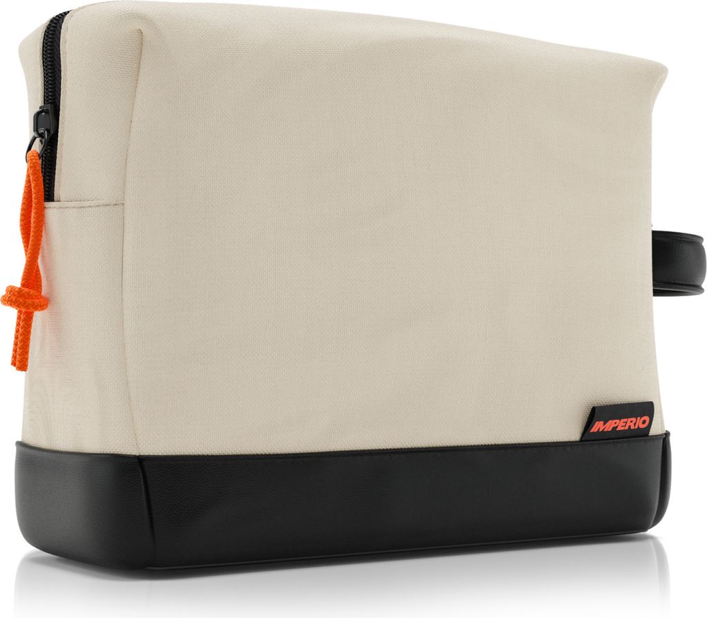 IMPERIO Kulturbeutel für Damen, Herren & Kinder - Stylische Design Kosmetiktasche aus strapazierfähigem Premium Canvas & veganem Kunstleder - was...