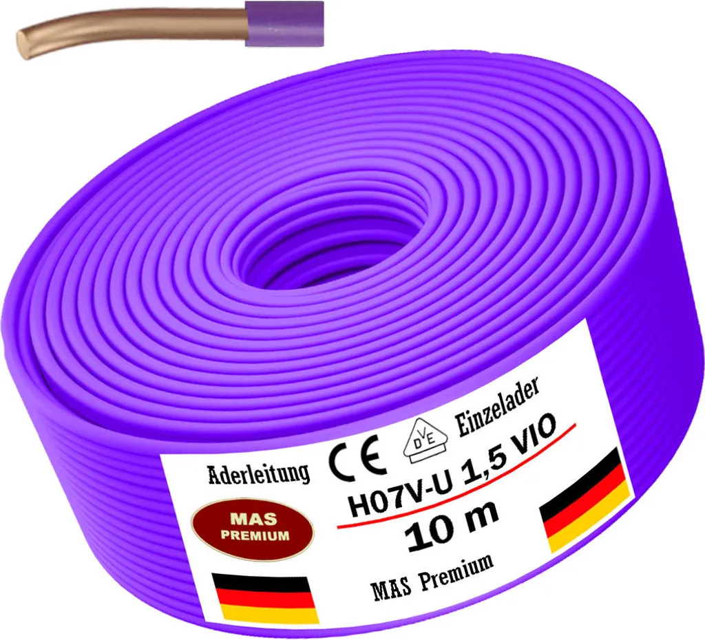Cavo H07V-U 1x1.5 Violetto 10m - Conduttore Unipolare in Rame