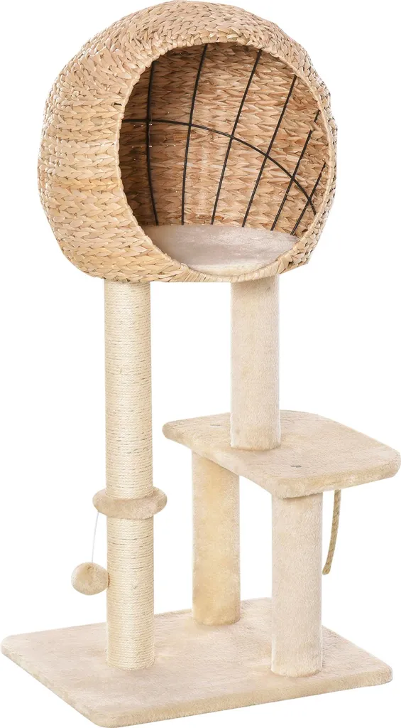 Arbre à chat avec niche et griffoir en sisal 100cm pour petit chat