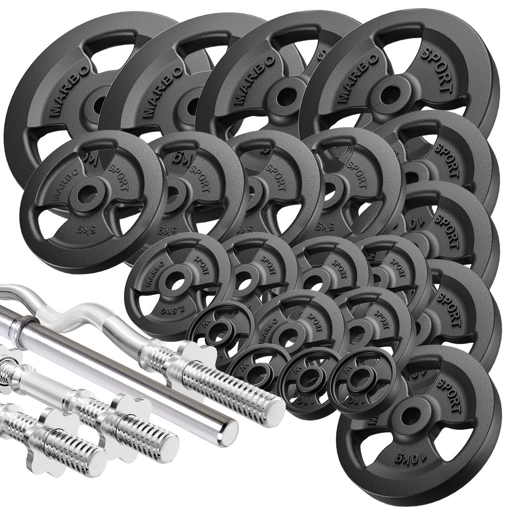 Marbo Sport Hantelstangen Tri-Grip Hantelscheiben Set 172 kg