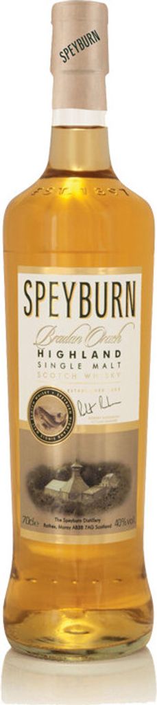 A bottle of Speyburn Bradan Orach Single Malt Scotch Whisky.